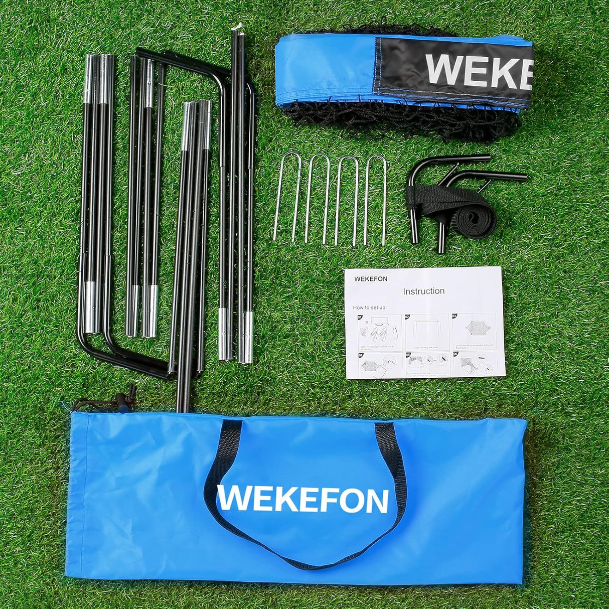 Porteria portatil para juego, color azul, con bolsa transparente