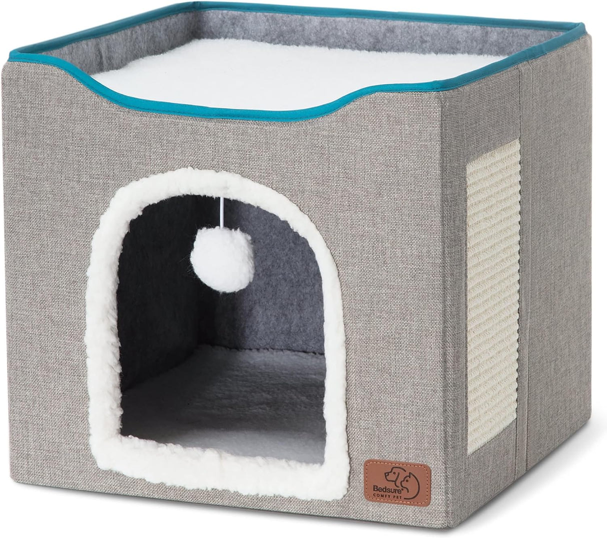 Cueva para Gatos Bedsure, con Bola y Rascador, 16.5x16.5x13