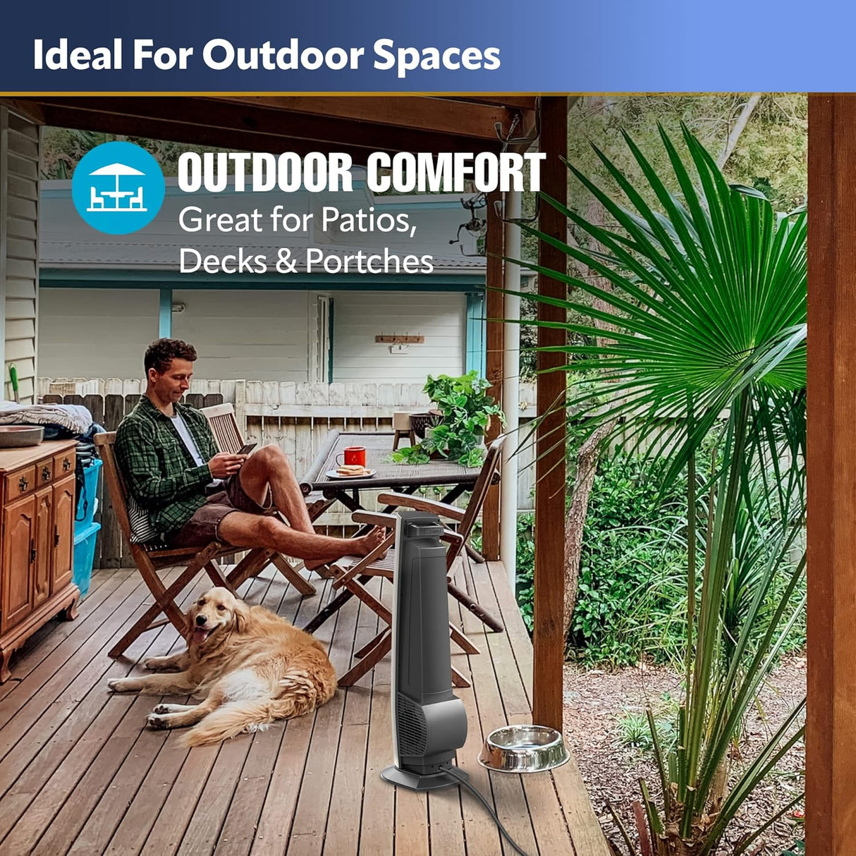 Ventilador de Torre Oscilante Lasko, 4 velocidades, YF202