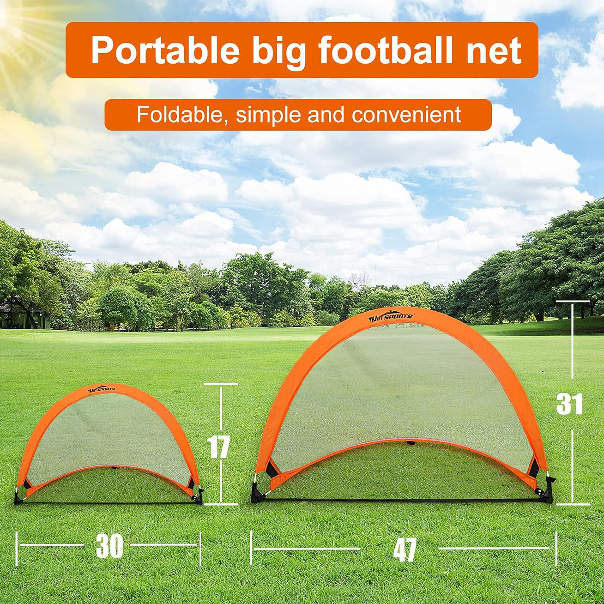 WIn SPORTS Soccer Goal Pro 2 redes de fútbol portátiles