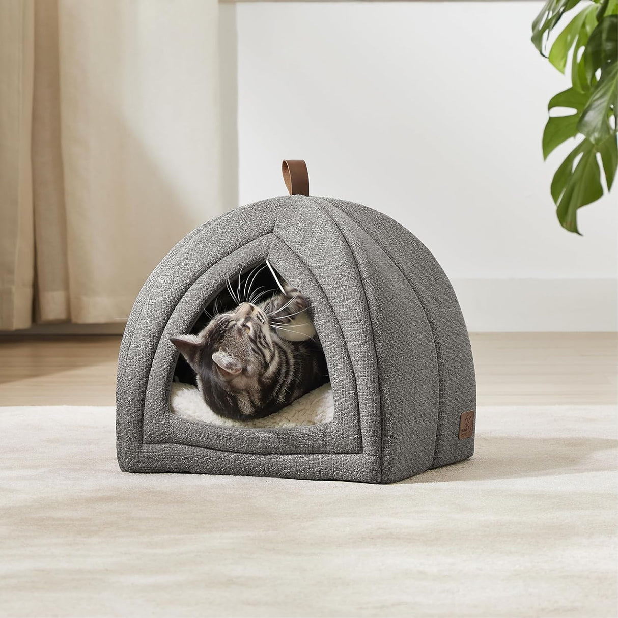 Cama para Gatos Bedsure - Cueva 2 en 1 con Almohada Extraíble