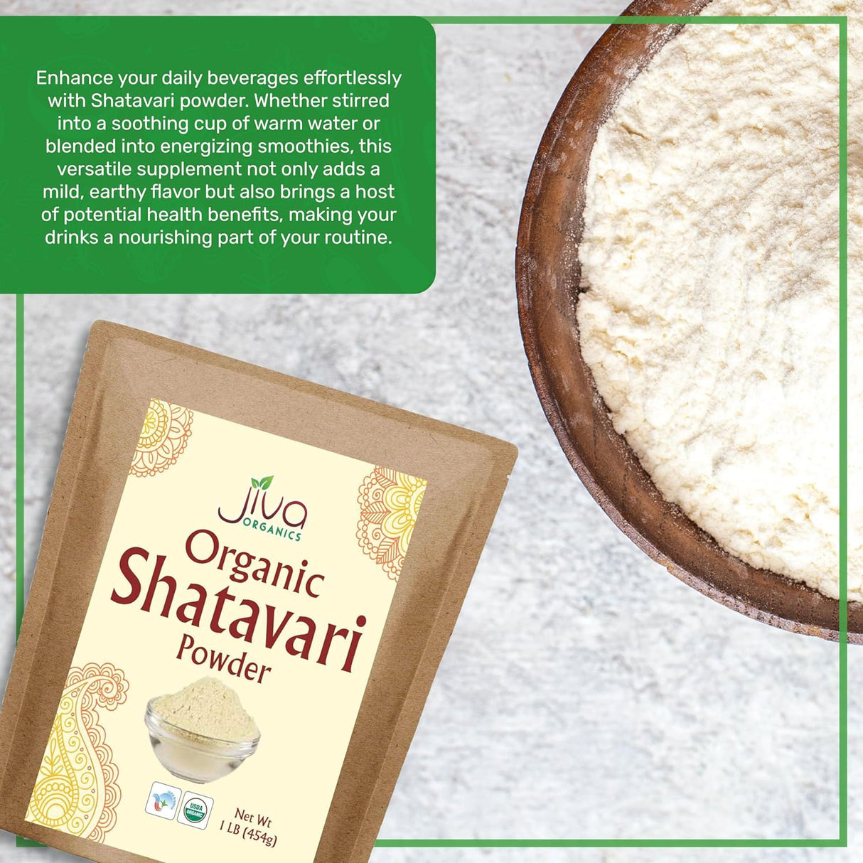 Jiva Organics Organic Shatavari Power Bolsa a granel de 1 lb