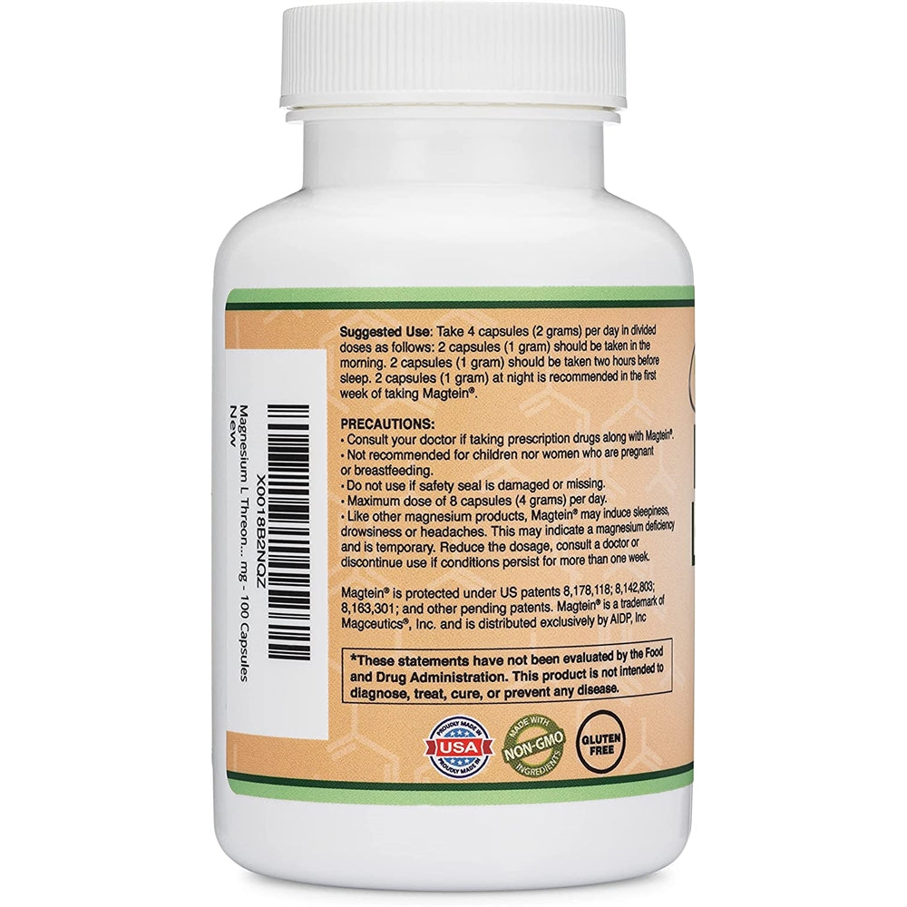 Cápsulas de magnesio L threonate, suplemento alta absorción