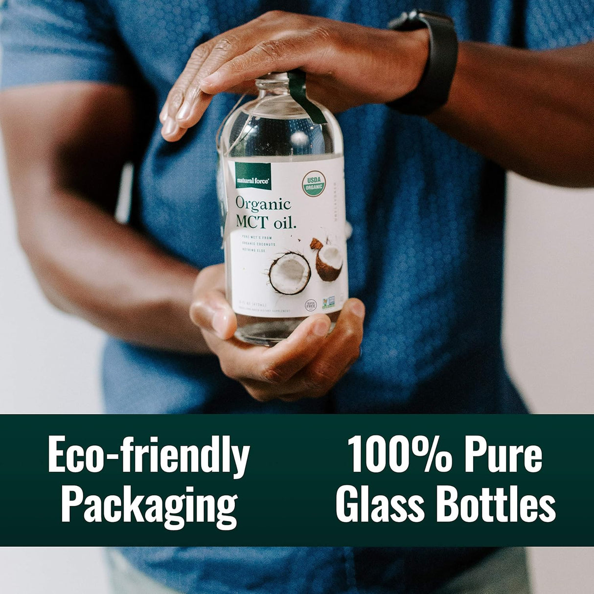 Suplemento Aceite MCT orgánico Botella de vidrio puro
