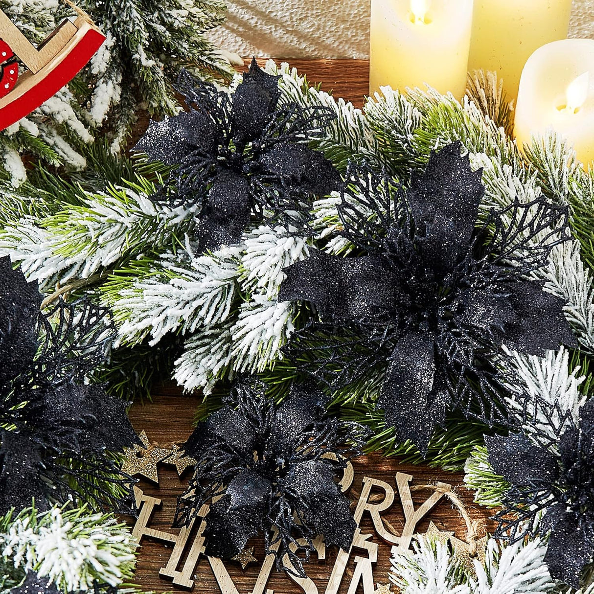 Flores Poinsettia Artificiales 16 Pcs - Wironlst, Decoraciones