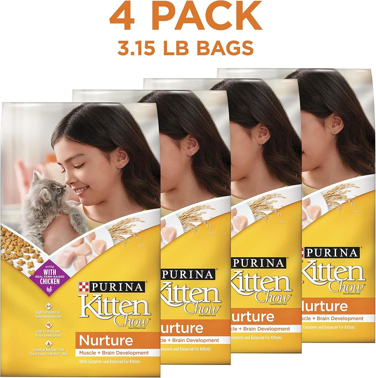 Alimento seco para gatitos nutre los músculos 4 bolsas