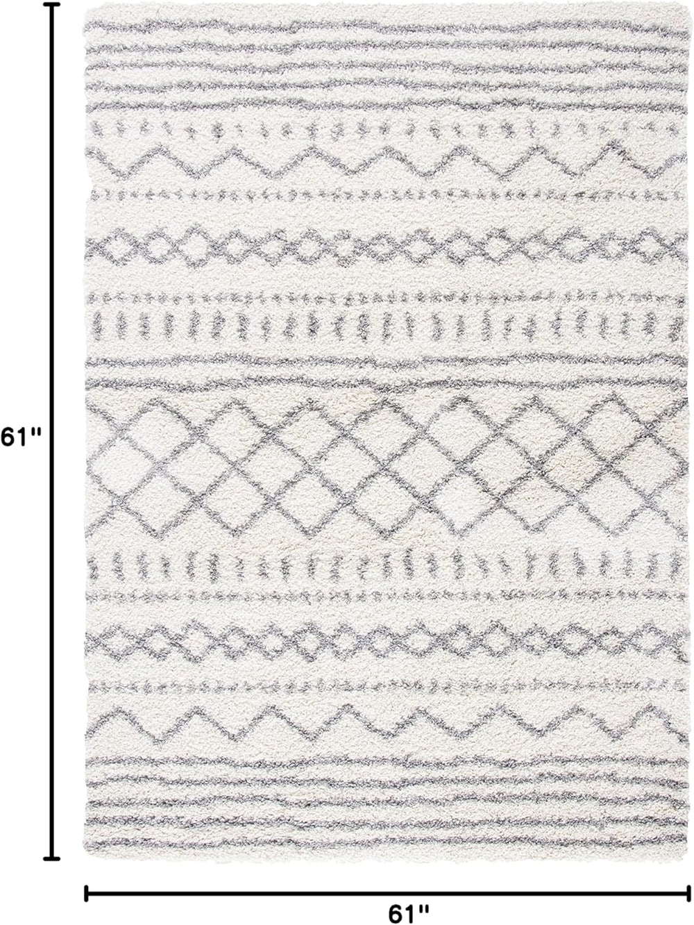 Alfombra Área Shag 5'1 Cuadrada, Diseño Marroquí, ASG741F-5SQ