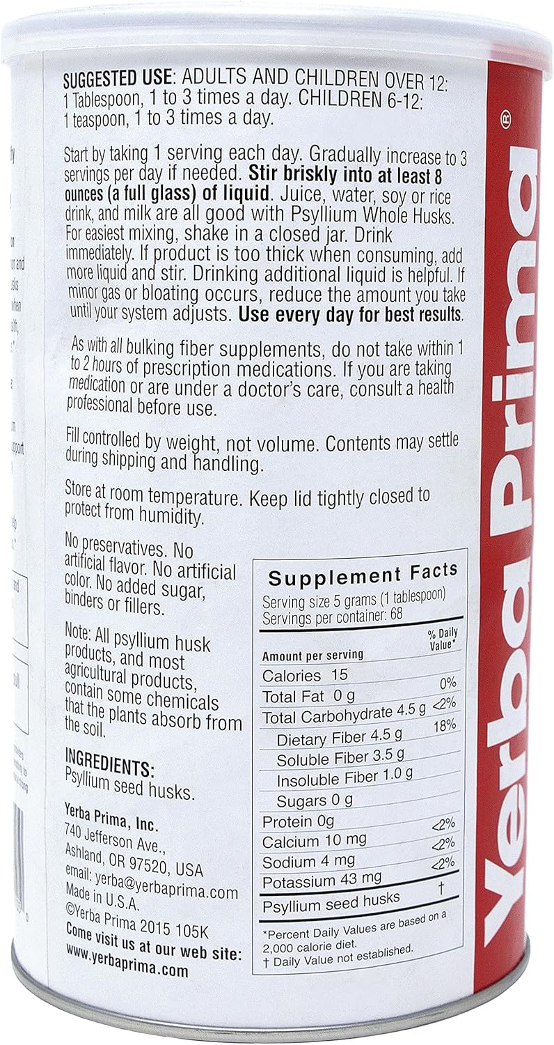 Limpiador de Colon Yerba Prima Psyllium, 12 oz (Paquete de 3)