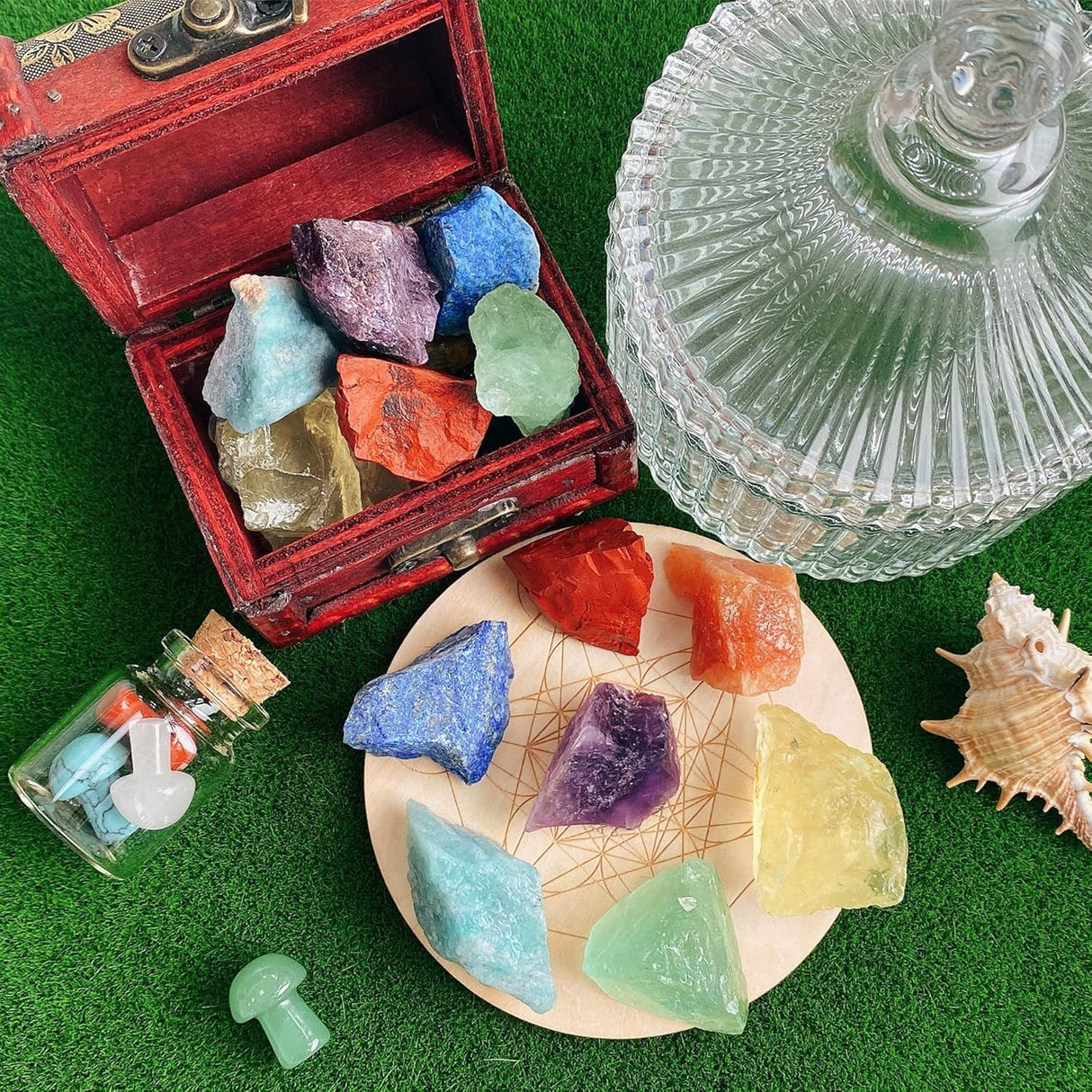 QINJIEJIE Cristales crudos surtidos de 10 colores, cristal