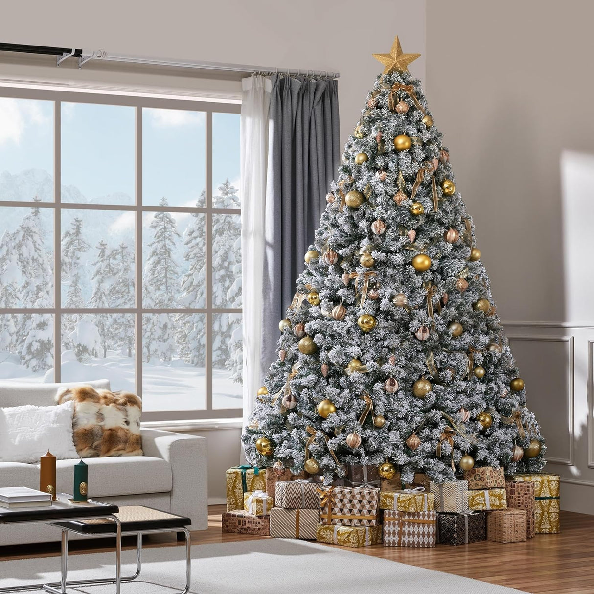 Árbol de Navidad Artificial Yaheetech 9ft con luces LED multicolor