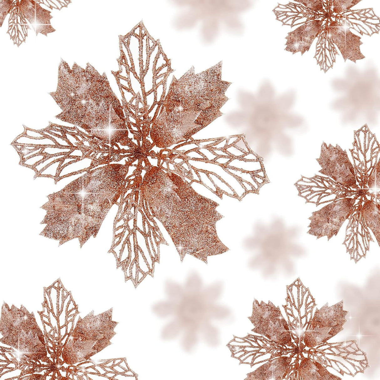 Flores Poinsettia Artificial 16 Pcs - Wironlst Decoraciones Navidad