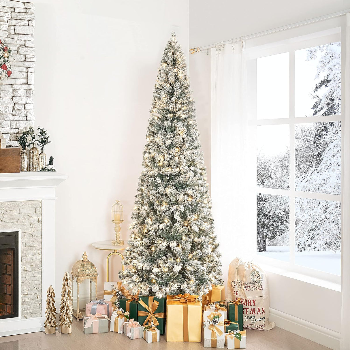 Árbol de Navidad Artificial 7.5ft Naomi Home, 350 Luces, Slim