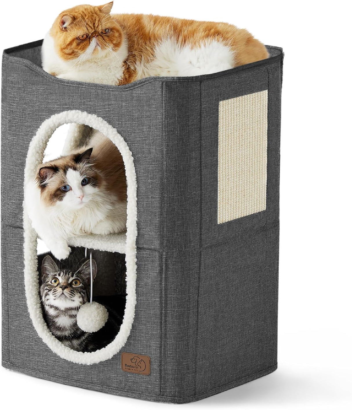 Casa para Gatos Bedsure 2 Niveles con Rascador y Escondite