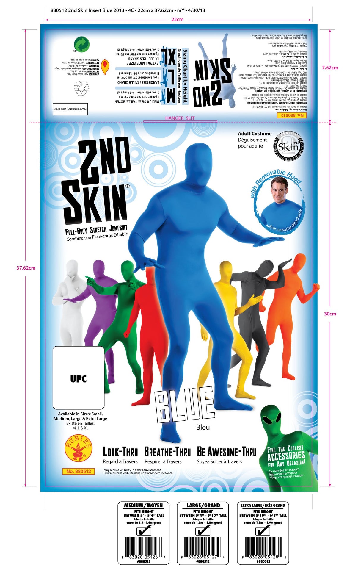 Skin Zentai Supersuit, azul, traje mediano