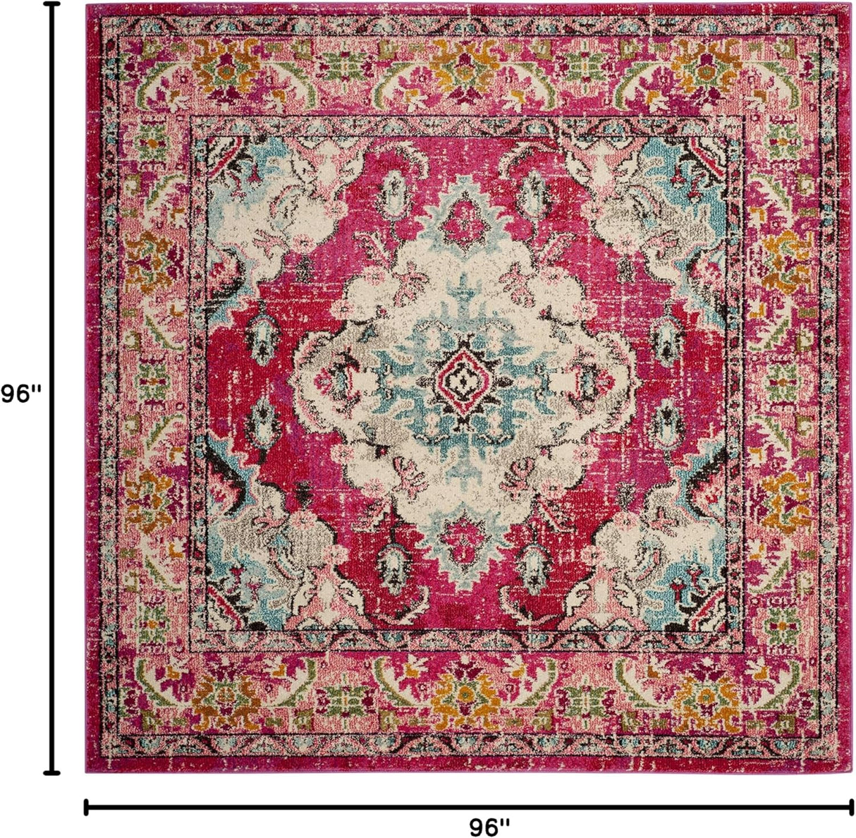 Alfombra de área cuadrada, diseño bohemio, fácil cuidado, MNC243D