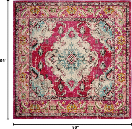 Alfombra de área cuadrada, diseño bohemio, fácil cuidado, MNC243D