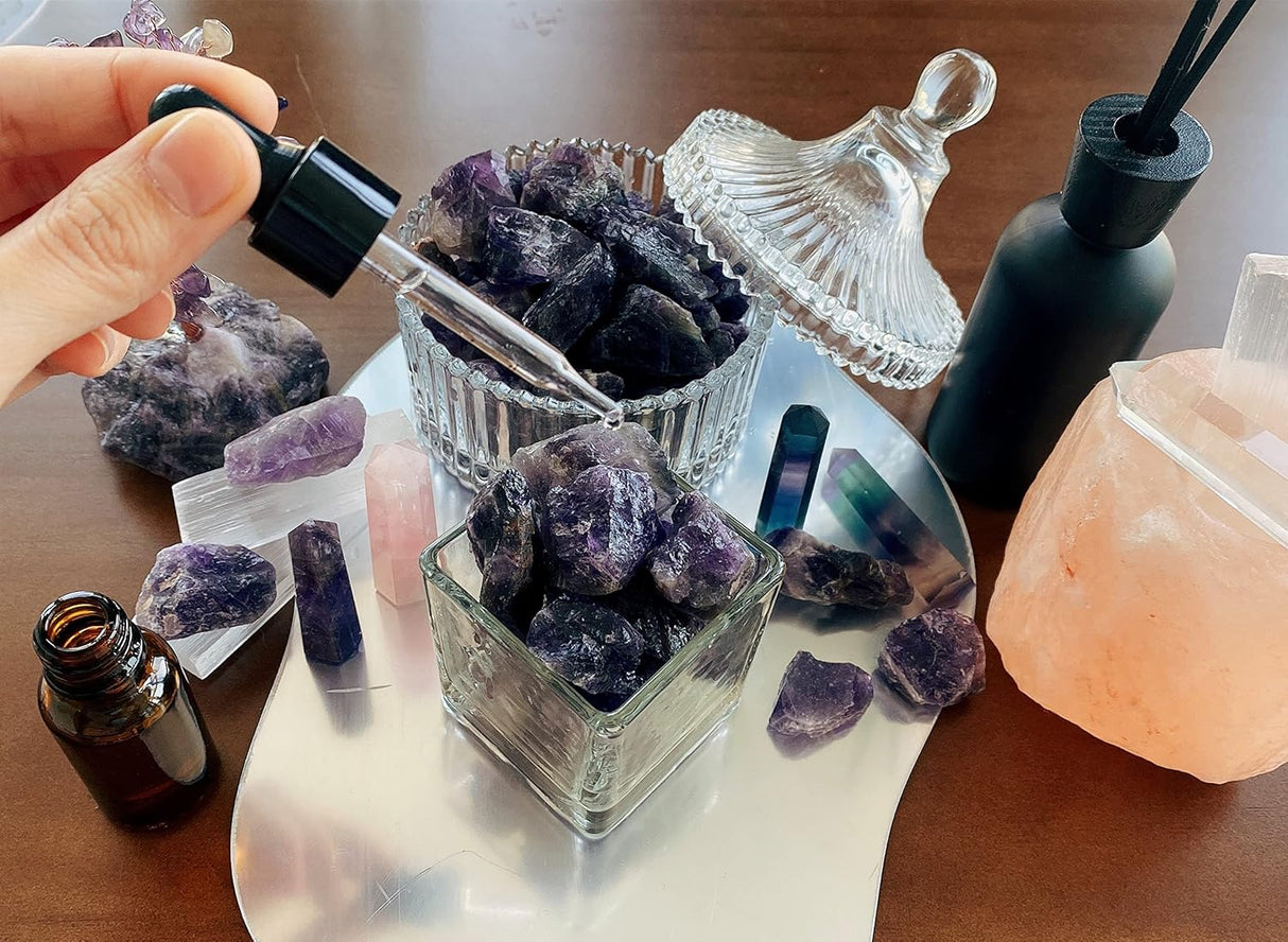 QINJIEJIE Cristales de amatista, piedras de cristal curativo