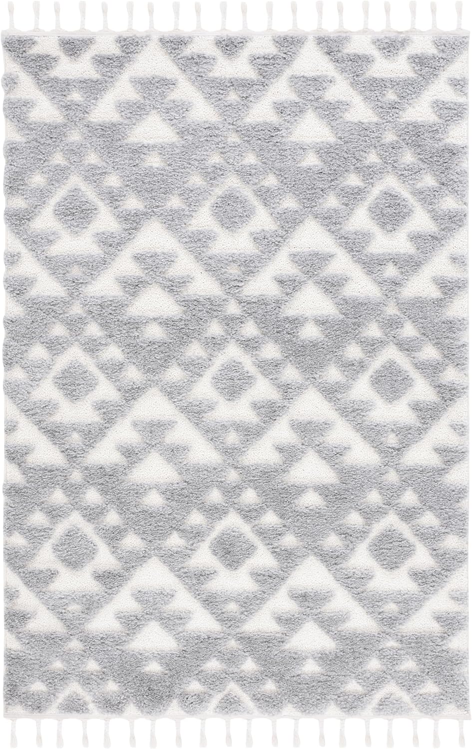 Alfombra Shag Marroquí con Borlas, Diseño Contemporáneo, MTS688G-5