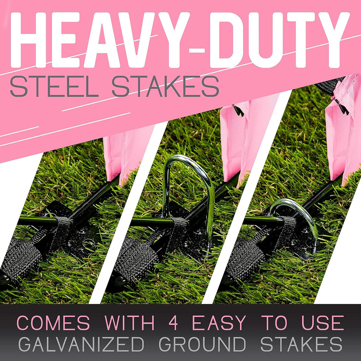 Porteria de futbol con red y bolso, color rosado, para juegos