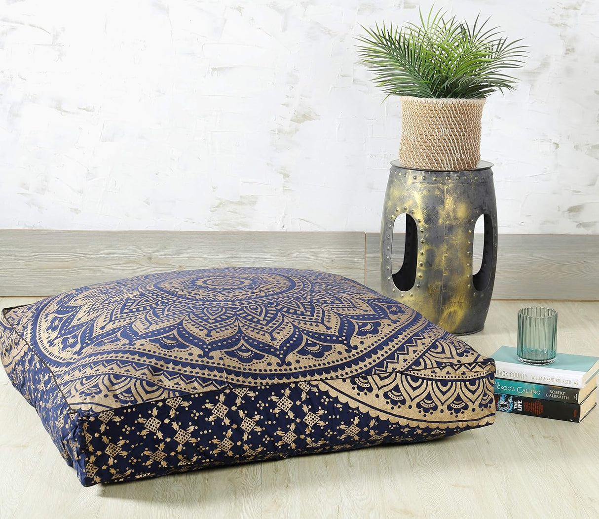 Popular Handicrafts - Cojín redondo diseño de mandala estilo hippie para suelo