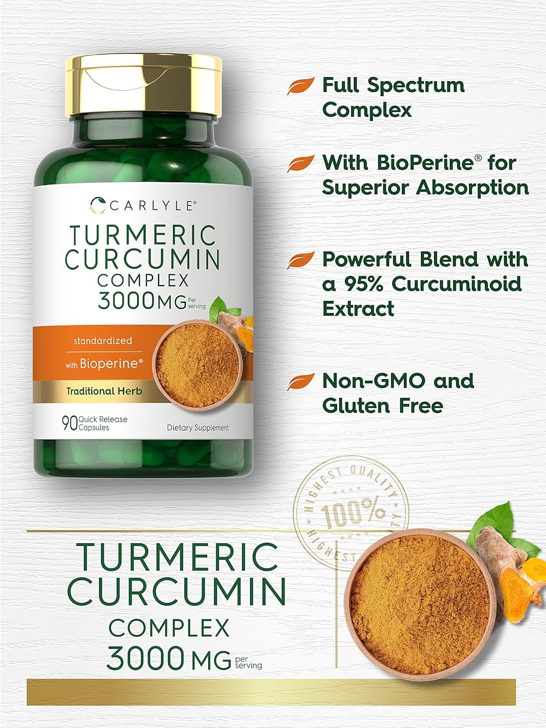 Curcumina de cúrcuma con bioperina apoyo articular