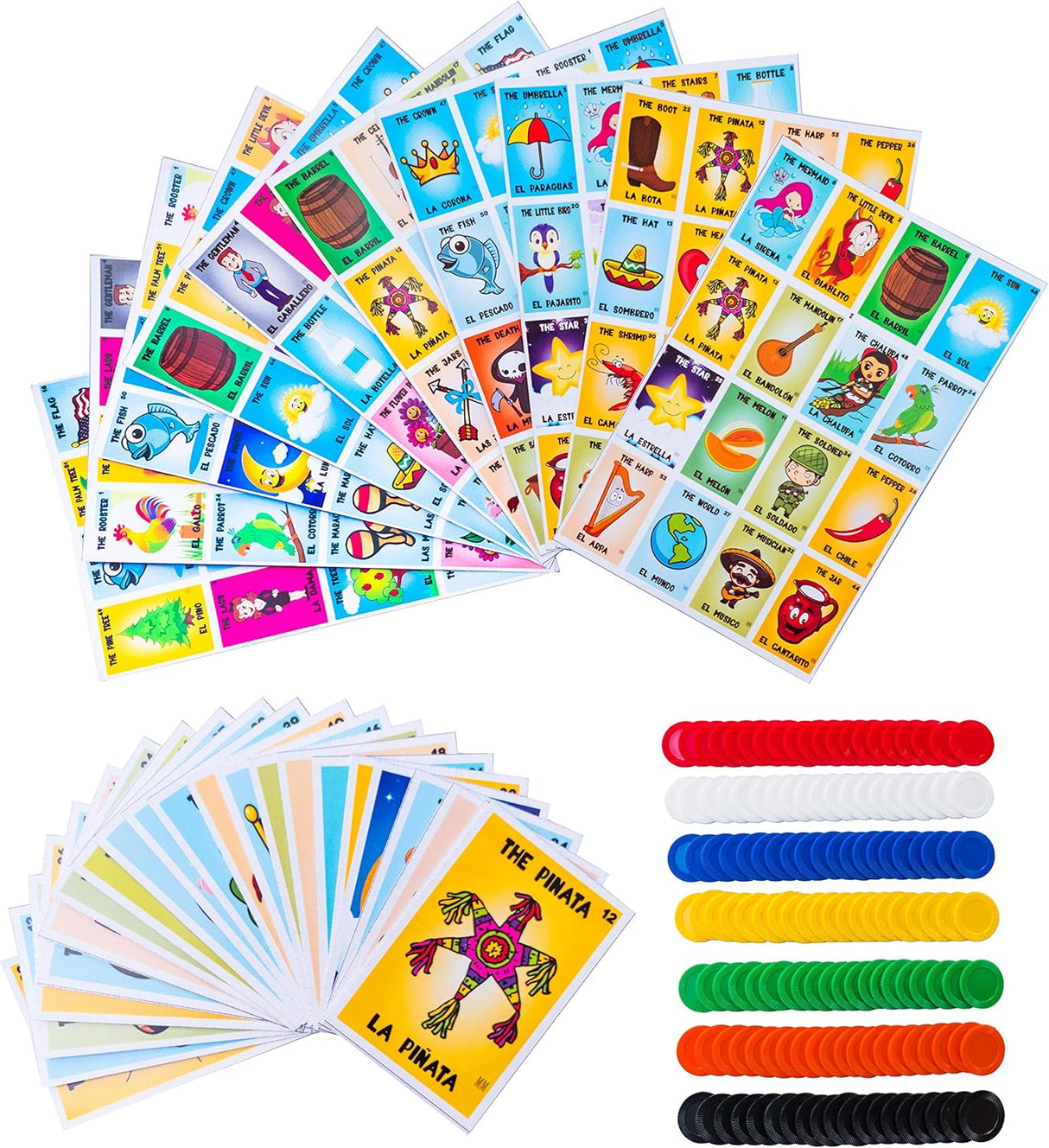 Kit de Bingo Mexicano - Juego Bilingüe para 10 Jugadores
