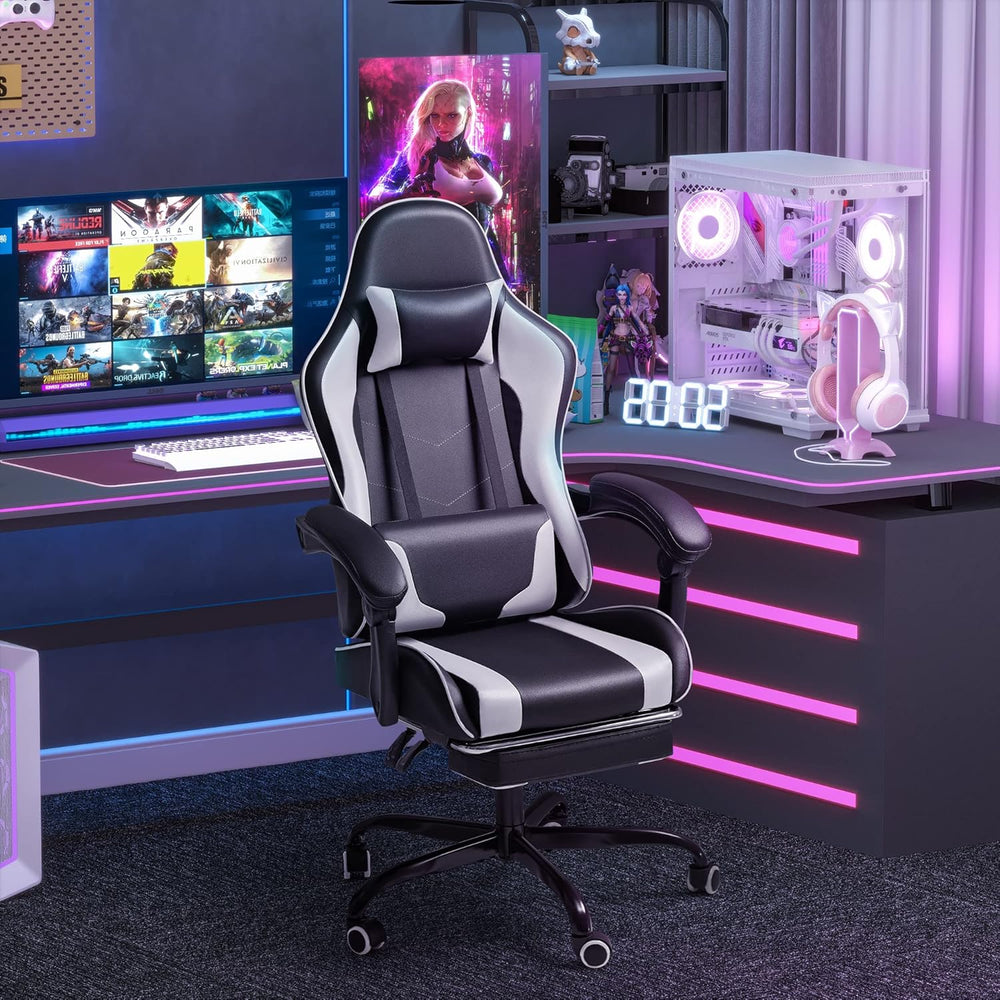 Silla Gamer con reposapiés y es ergonómica 0164-2 Homall