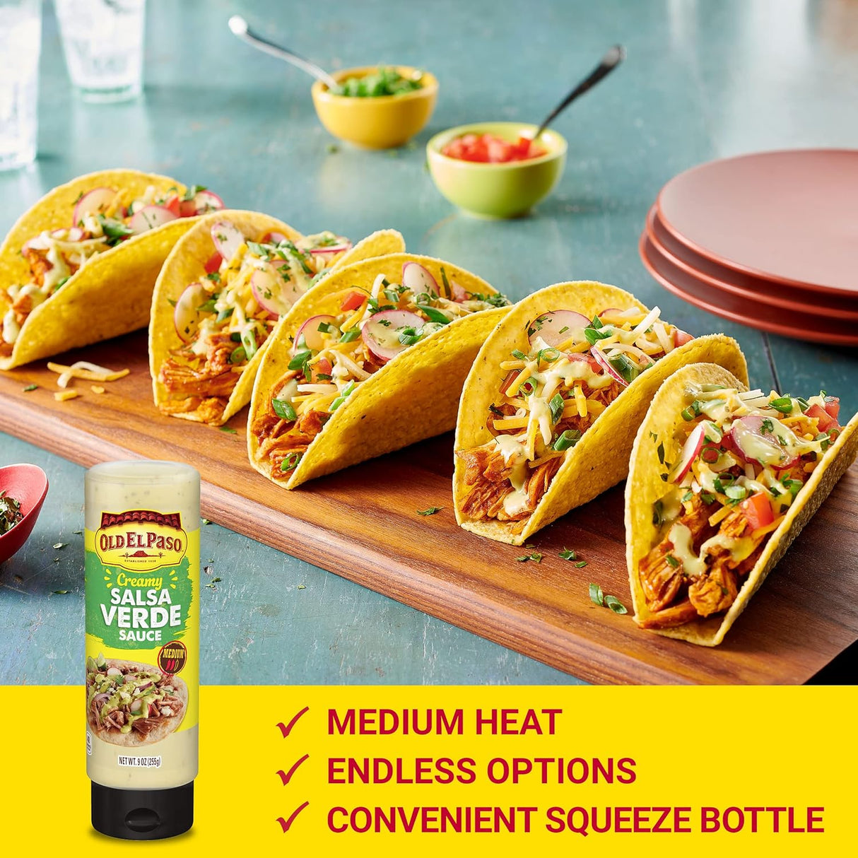Salsa Verde Cremosa Old El Paso - Salsa para Tacos 9 oz.