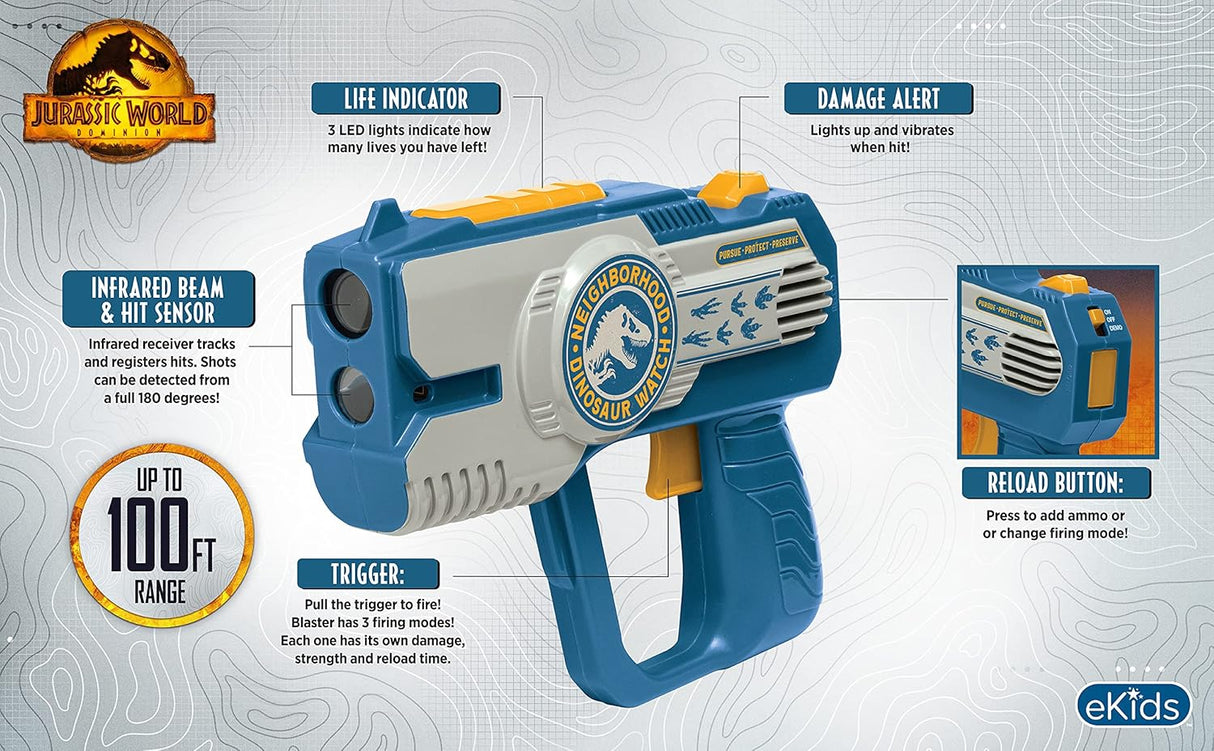 Laser Tag Jurassic World eKids, Juegan 2, Expandible, Niños