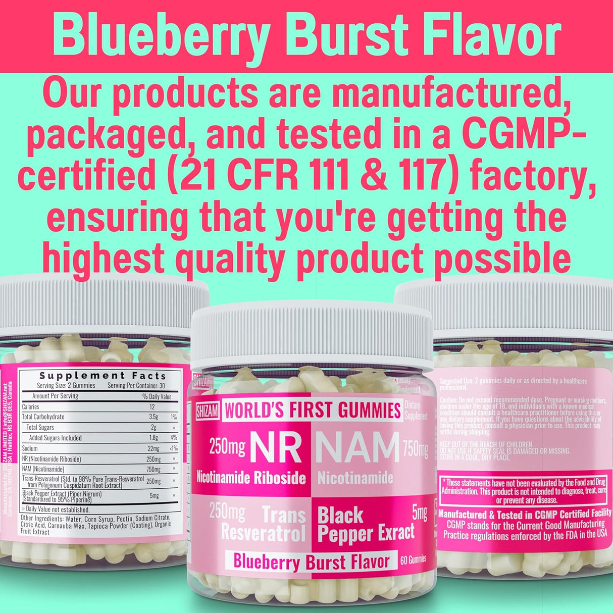 Suplemento Nicotinamida Riboside NR NAM Resveratrol Gomitas