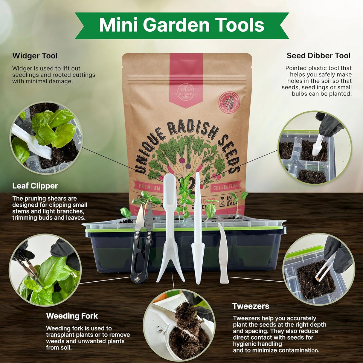 Semillas de Rábano Organo Republic 12 Variedades Heirloom