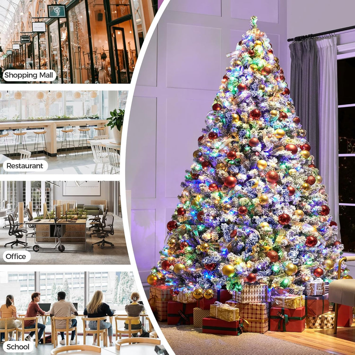 Árbol de Navidad Artificial Yaheetech 9ft con luces LED multicolor