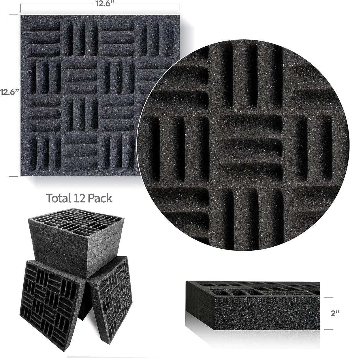 Paneles Acústicos de Espuma 12 Pack, Tratamiento Sonoro, 12.6