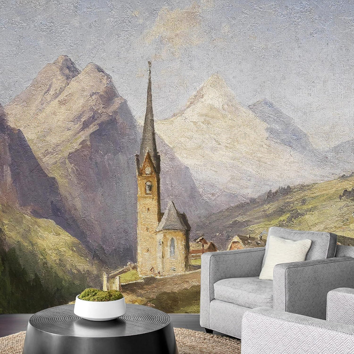 IDEA4WALL Adhesivo removible de pared/mural iglesia pueblo