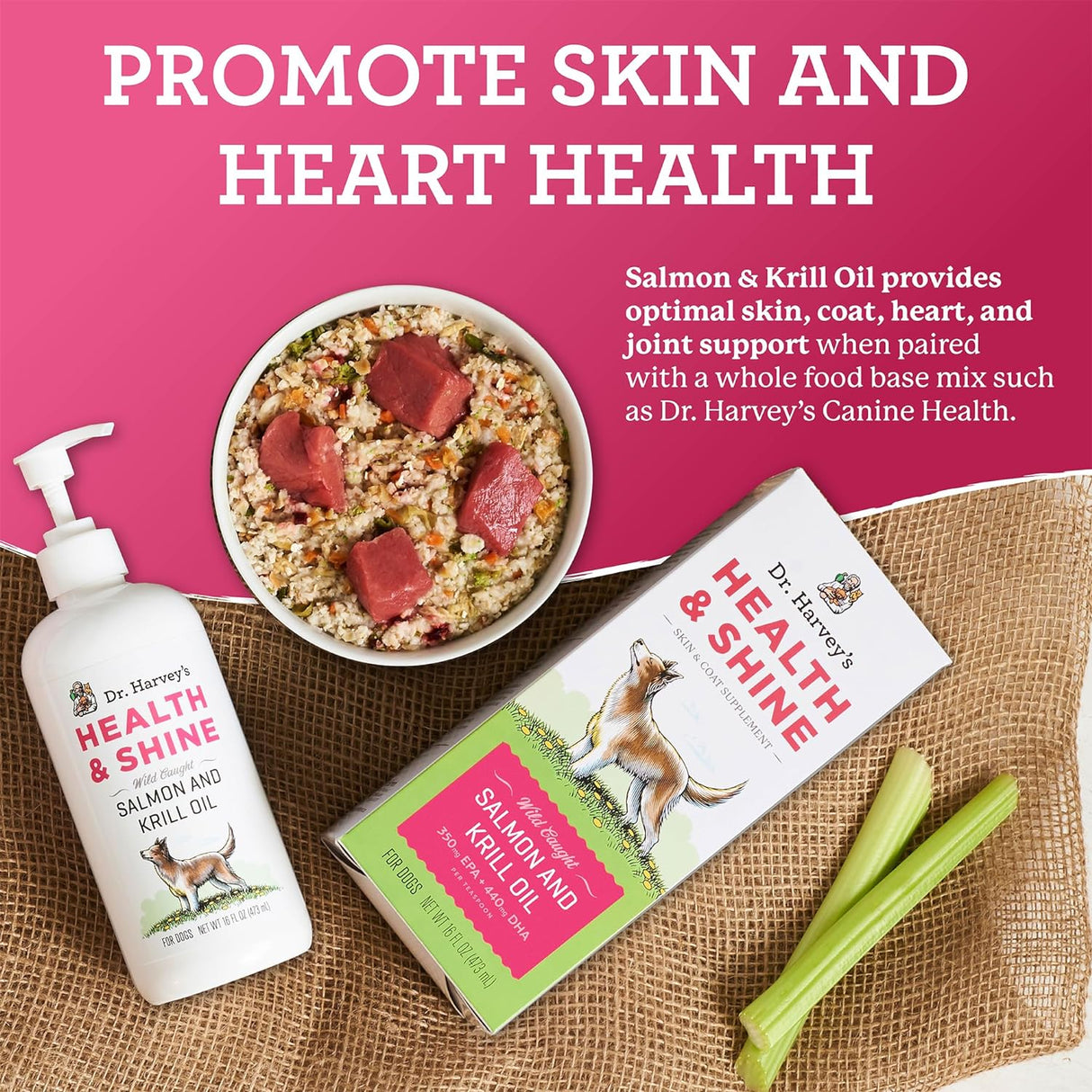 Shine Aceite de pescado de salmón y krill para perros,