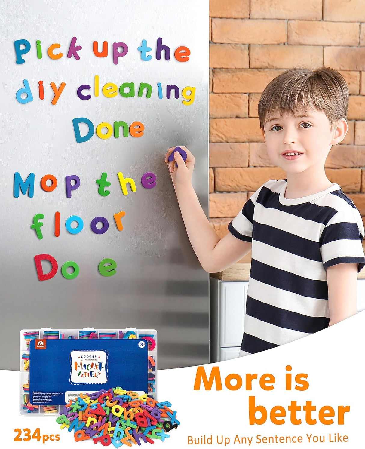 Letras Magnéticas Coogam 234 Pzs, Foam ABC, Juego Educativo