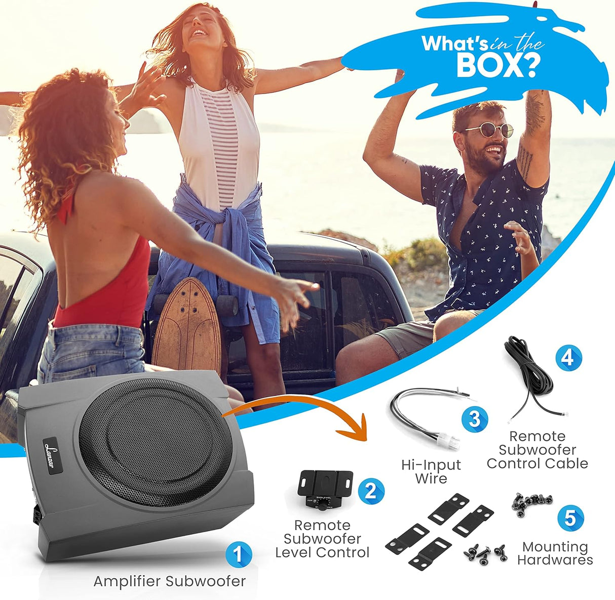 Subwoofer de audio compacto de 900 W LANZAR