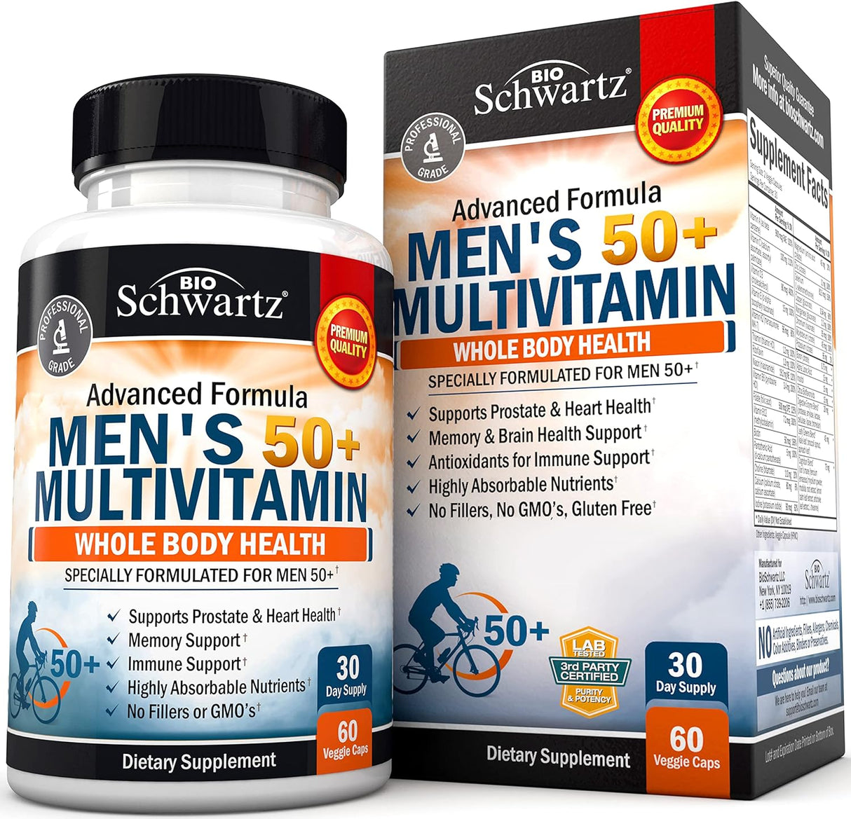Multivitamínico Diario para Hombres +50, Apoyo Cardíaco y Mental