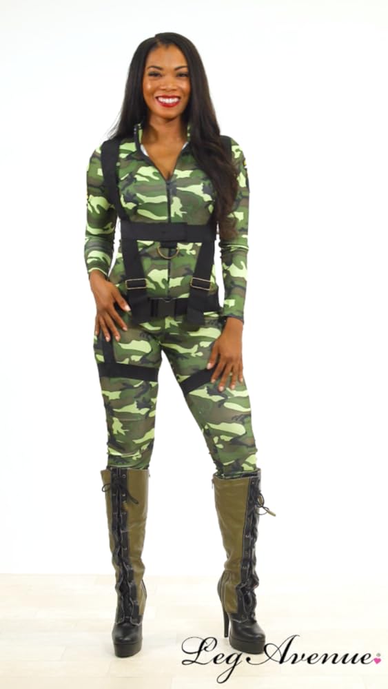Leg Avenue Disfraz de militar con cremallera frontal