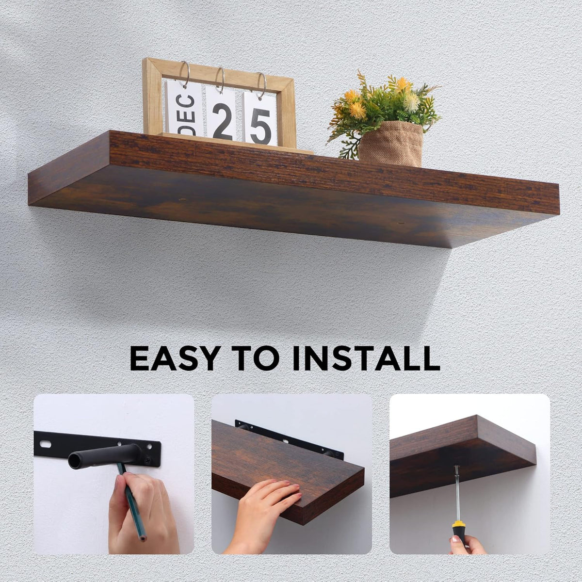 Estantes Flotantes de Madera - 2 Pack 9 - 24 W x 9 D x 1.6 H