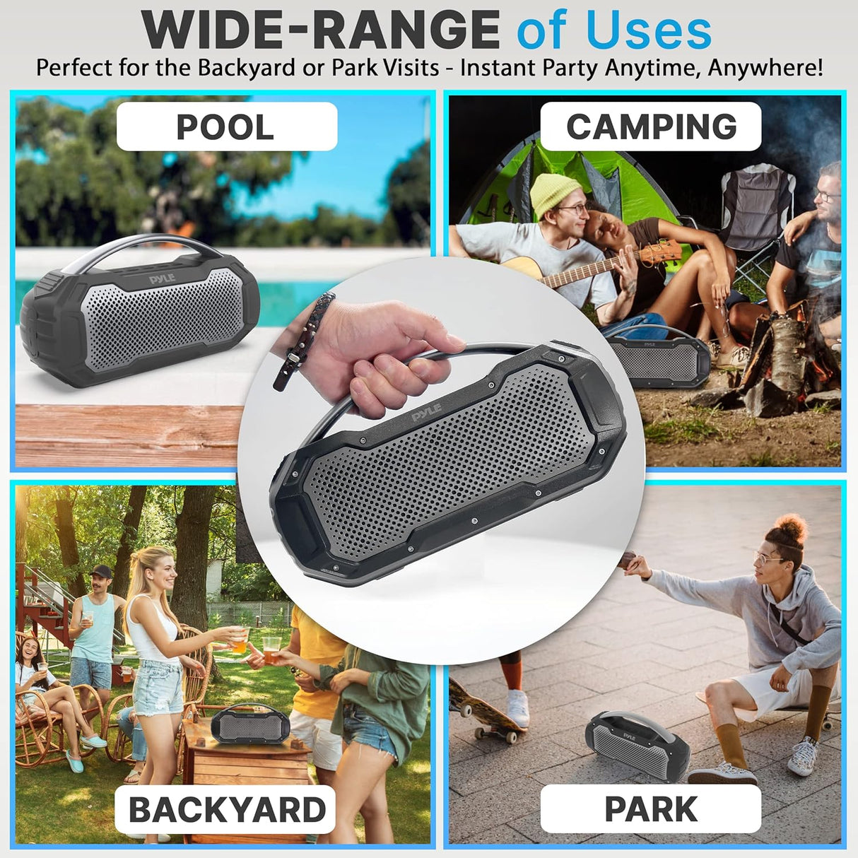 Parlante Portátil inalámbrico Bluetooth PYLE-HOME PCMPSB1BK