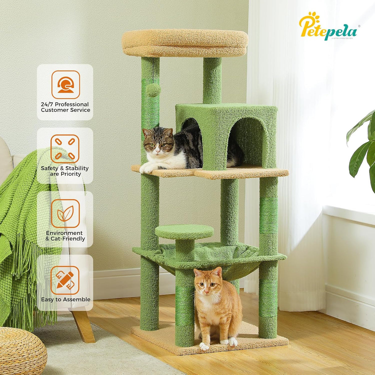 Árbol para gatos PETEPELA 45.7, torre con hamaca grande