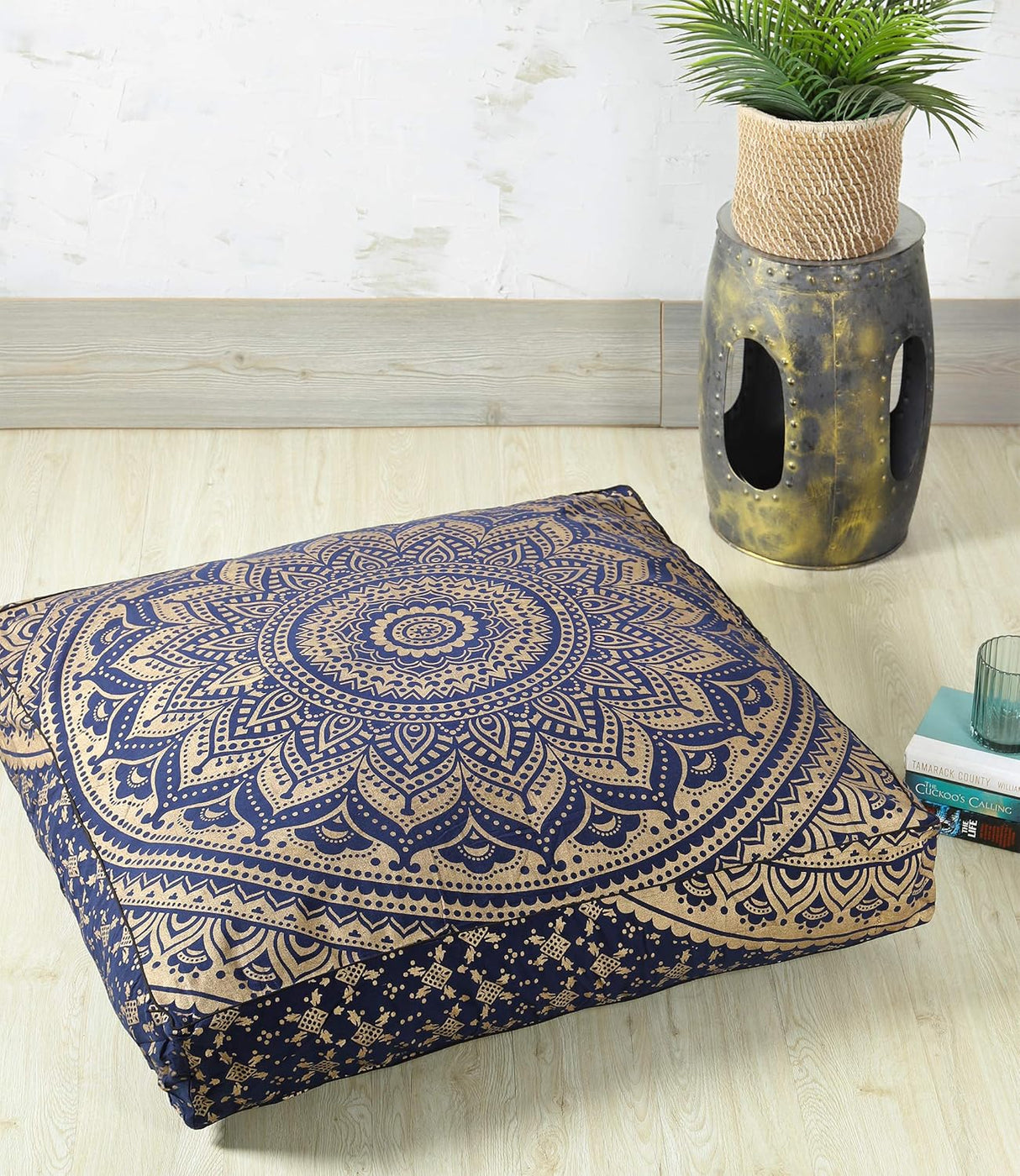 Popular Handicrafts - Cojín redondo diseño de mandala estilo hippie para suelo