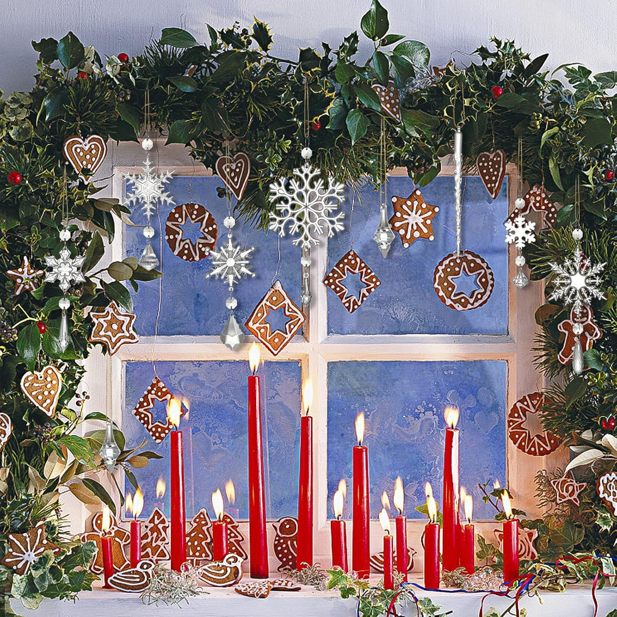 Adornos Navideños UPINS, 20Pcs Copos de Nieve Acrílicos