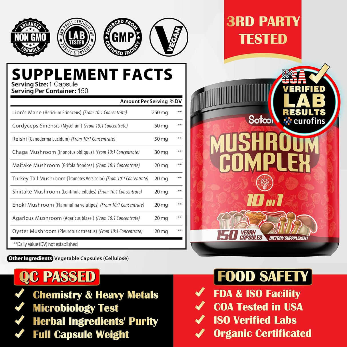 Suplemento 10en1 Complejo de Hongos - Apoyo Cerebral