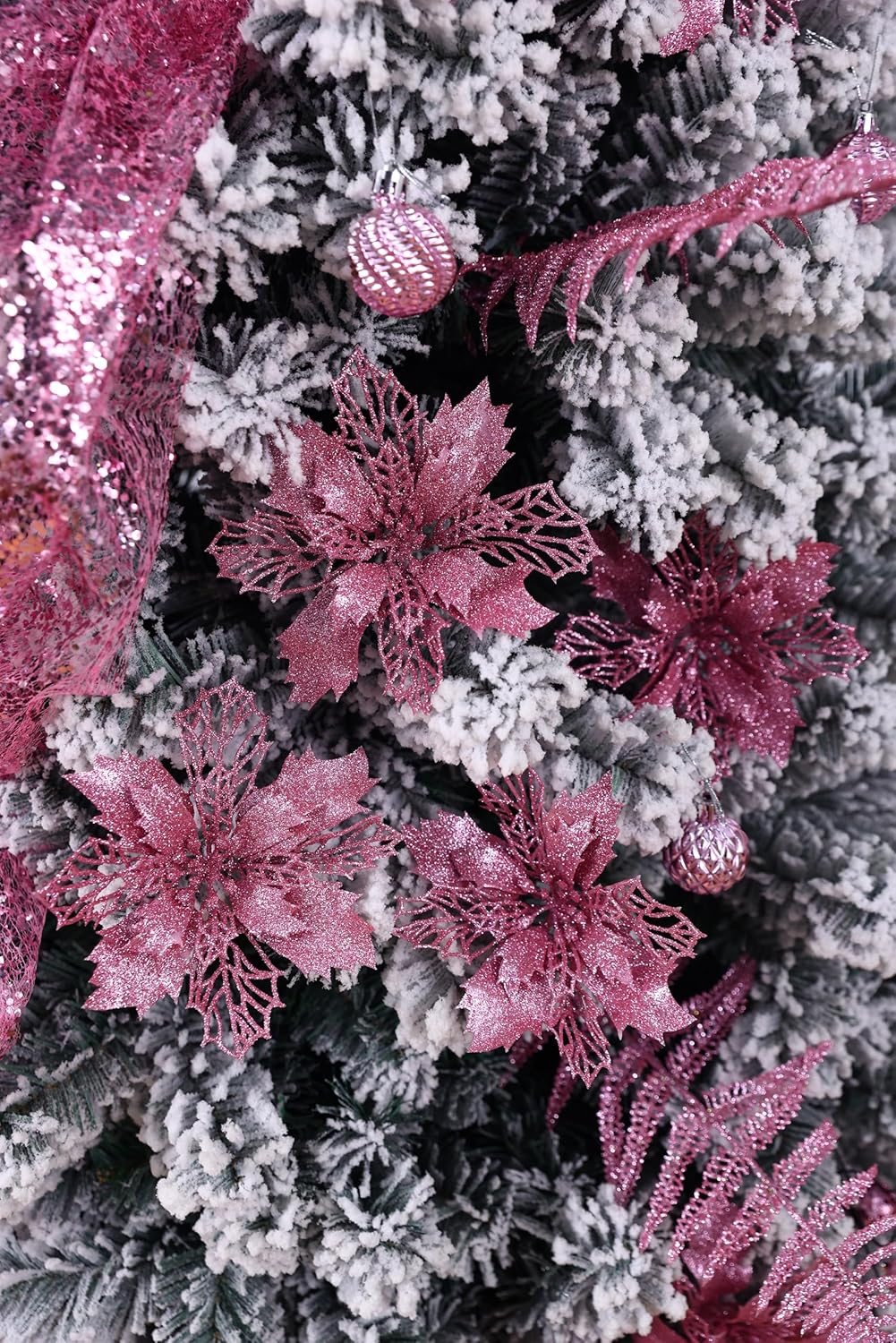 Flores Artificiales Poinsettia Wironlst 16 Pcs - Decoración Navideña