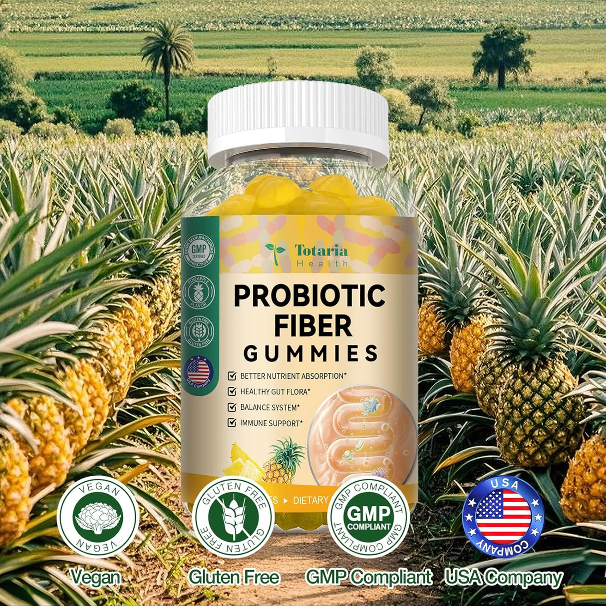 Gummies de probióticos y fibra para adultos, 60 unidades