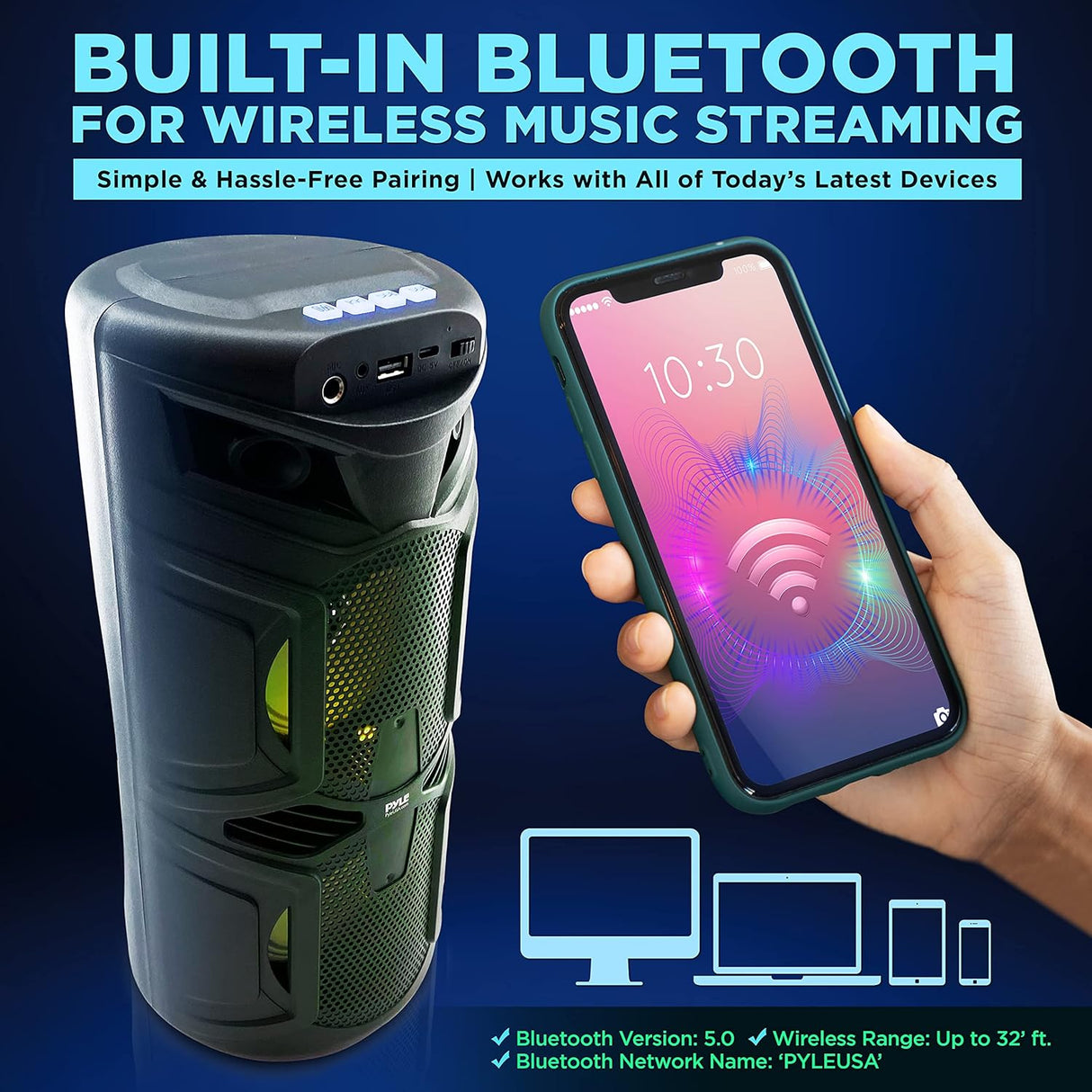 Altavoz PA portátil Bluetooth de 200 W PYLE-PRO PPHP2416B