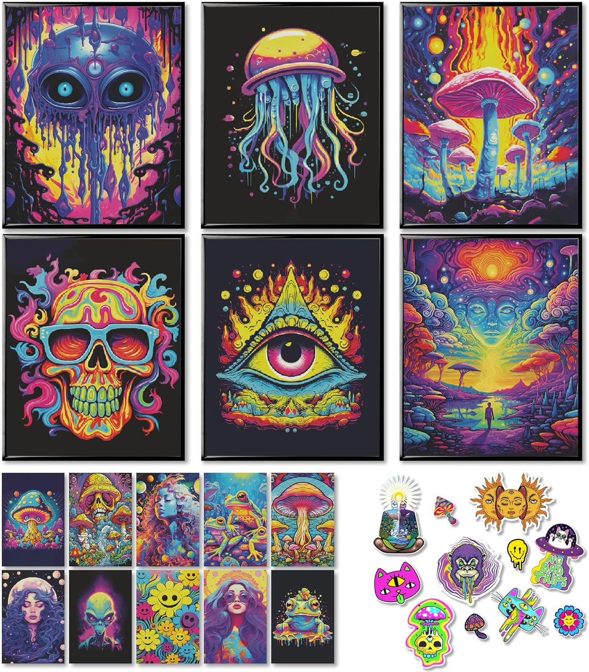 Pósteres para decoración de habitación, estilo hippie psicodélico