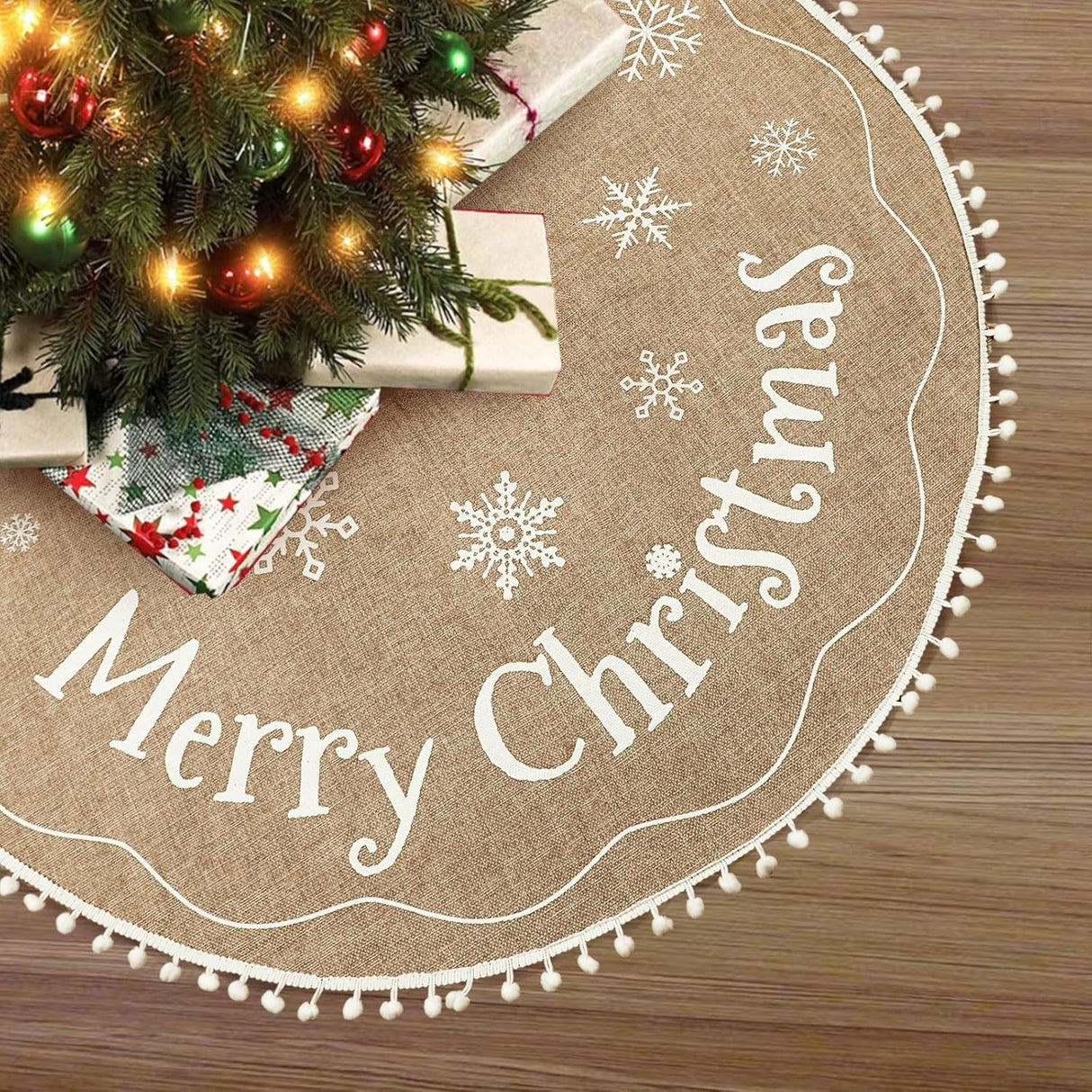 Funda de Árbol de Navidad AerWo 48 Pulgadas con Copos de Nieve